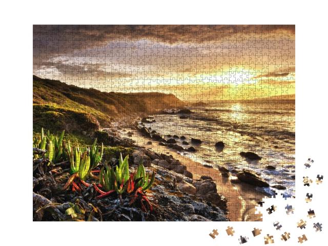 Puzzle de 1000 pièces « Coucher de soleil sur la plage, Propriano, Corse »