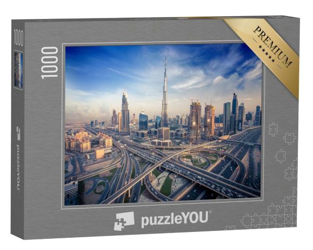 Puzzle de 1000 pièces « Skyline de Dubaï avec voie rapide »