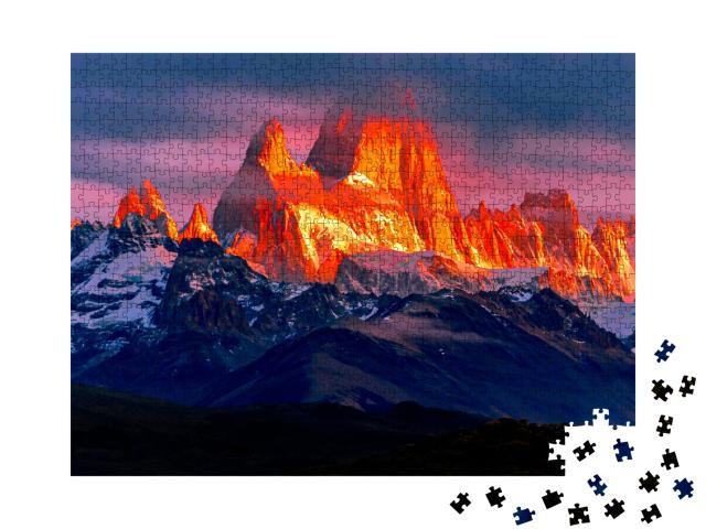 Puzzle de 1000 pièces « Mont Fitz Roy, vue aérienne au lever du soleil »