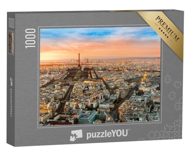 Puzzle de 1000 pièces « Vue grand angle de Paris au crépuscule, France »