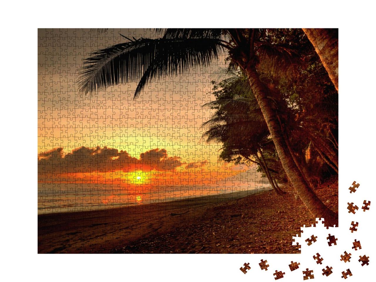 Puzzle de 1000 pièces « Coucher de soleil dans le parc national de Corcovado, Costa Rica »