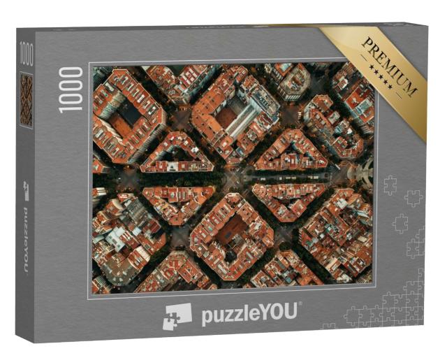 Puzzle de 1000 pièces « Vue aérienne de la rue de Barcelone avec de beaux motifs en Espagne »