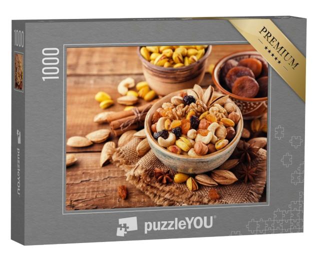 Puzzle de 1000 pièces « Mélange de noix et de fruits secs dans différentes coquilles »