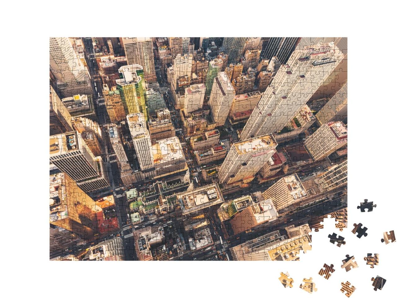 Puzzle de 500 pièces « Vue aérienne de Midtown Manhattan avec vue sur la cathédrale Saint-Patrick »