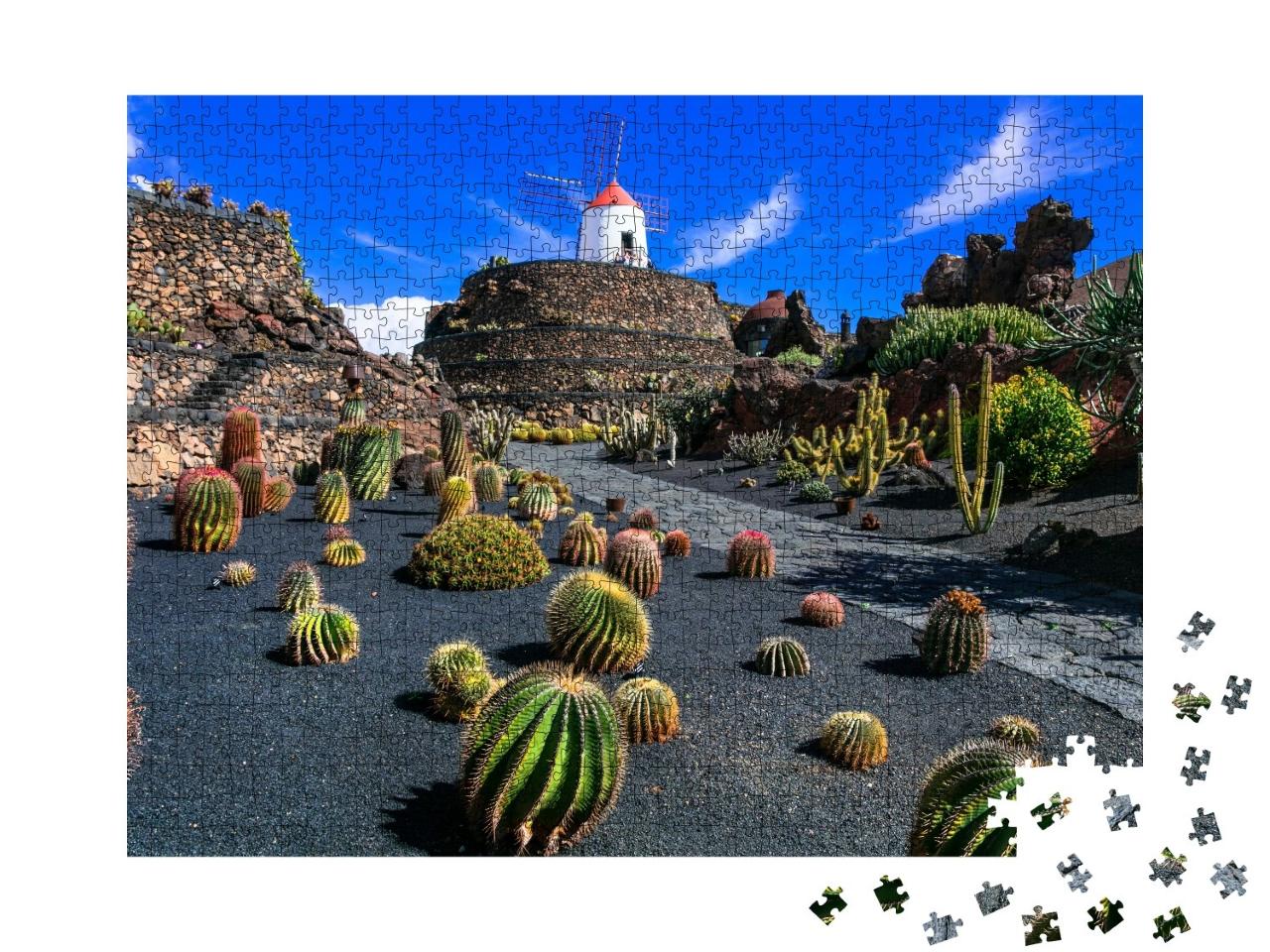 Puzzle de 1000 pièces « Jardin botanique de cactus, attraction populaire à Lanzarote »