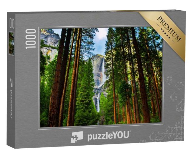 Puzzle de 1000 pièces « Chutes de Yosemite derrière des séquoias dans le parc national de Yosemite, Californie »