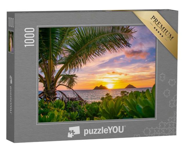 Puzzle de 1000 pièces « Magnifique lever de soleil tropical sur la plage de Lanikai, Oahu, Hawaï »