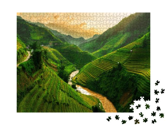 Puzzle de 1000 pièces « Mu Cang Chai, rizières en terrasses près de Sapa, nord du Vietnam »