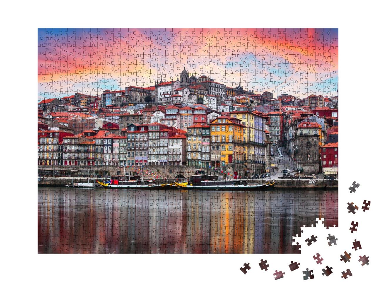 Puzzle de 1000 pièces « Vue sur la vieille ville de Porto au Portugal »