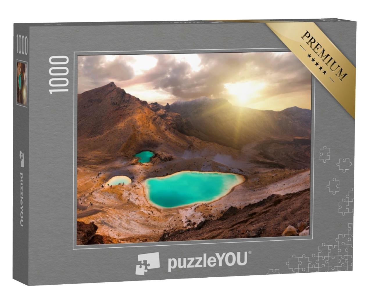 Puzzle de 1000 pièces « Lever de soleil sur les Emerald Lakes, Parc national de Tongariro, Nouvelle-Zélande »