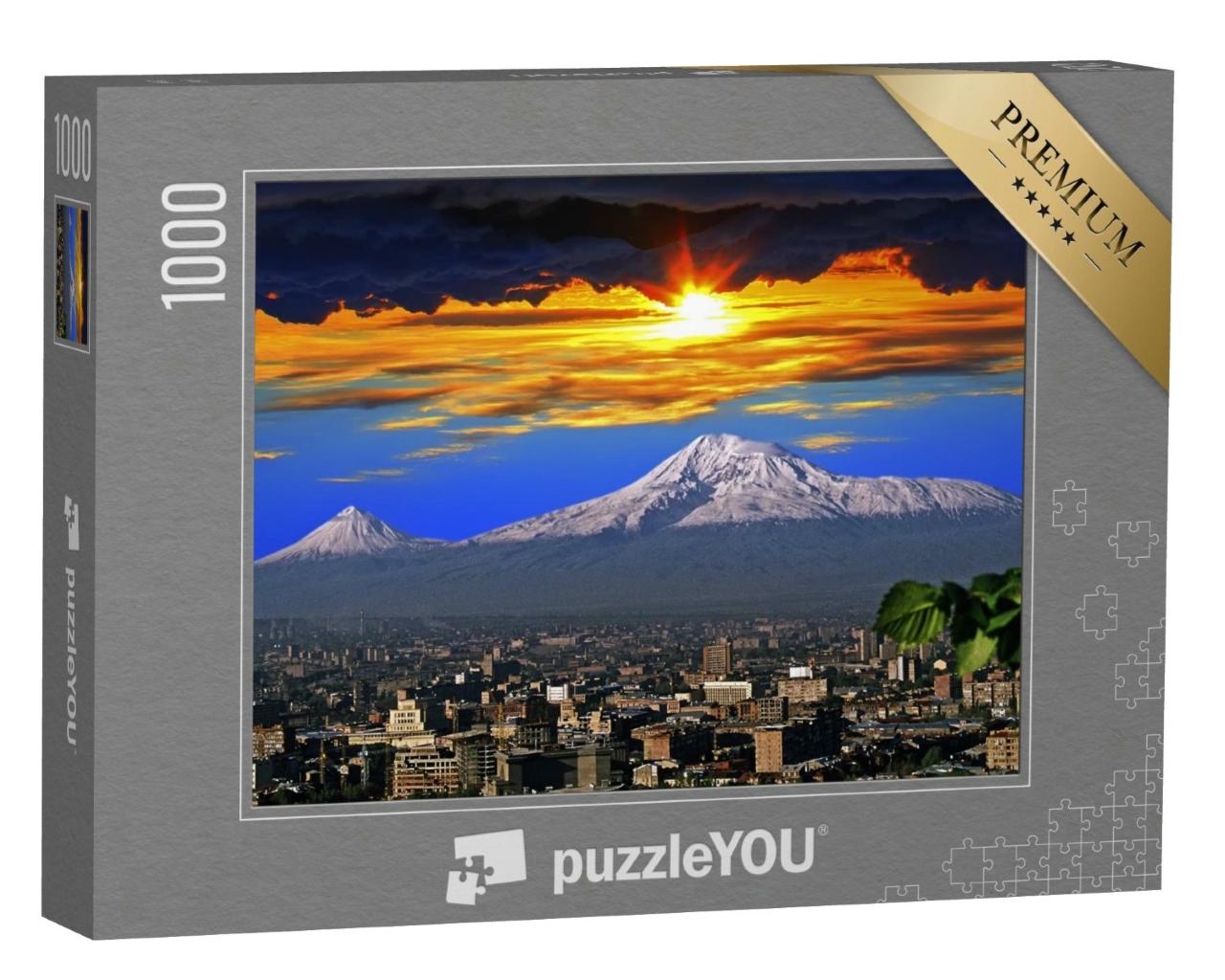 Puzzle de 1000 pièces « Vue spectaculaire sur le mont Ararat et la ville d'Erevan »