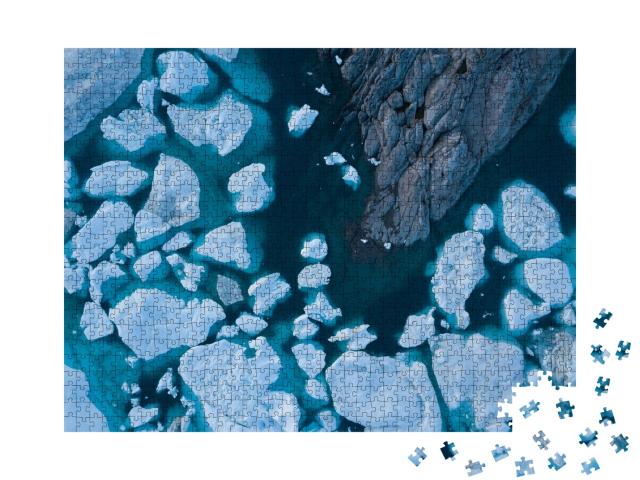 Puzzle de 1000 pièces « Vue aérienne d'icebergs, glaciers fondants du Groenland »