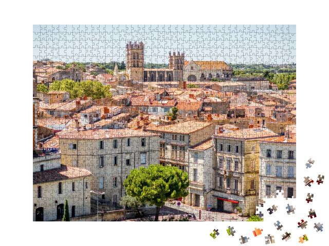 Puzzle de 1000 pièces « Vieille ville avec cathédrale à Montpellier »