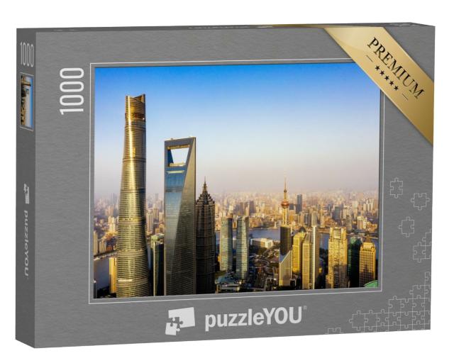 Puzzle de 1000 pièces « Pudong avec la rivière Huangpu, Shanghai, Chine »