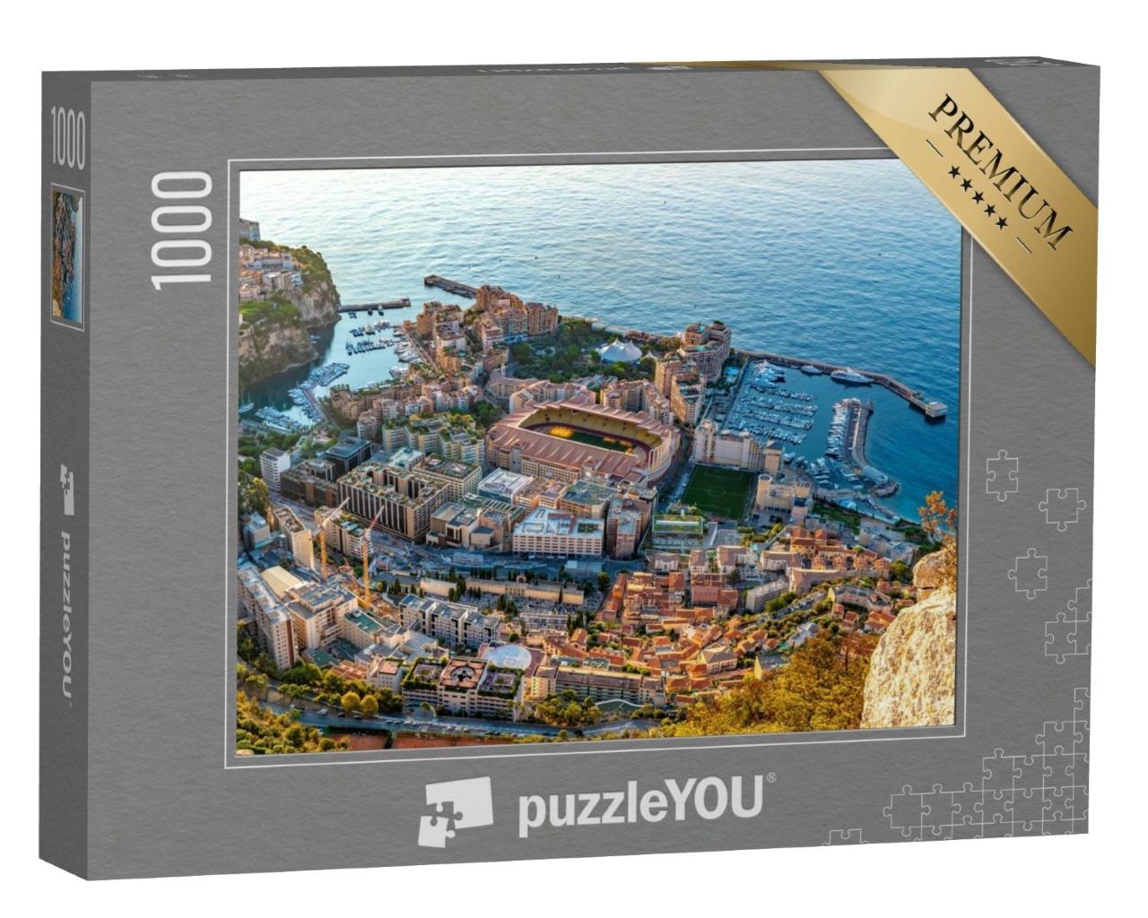 Puzzle de 1000 pièces « Lever de soleil au stade de Monaco : vue aérienne »