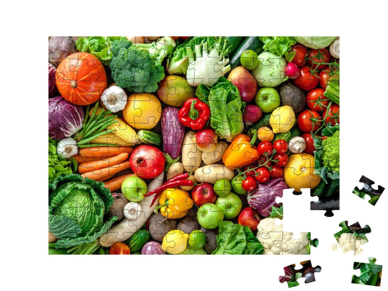 Puzzle de 100 pièces « Assortiment de fruits et légumes frais »