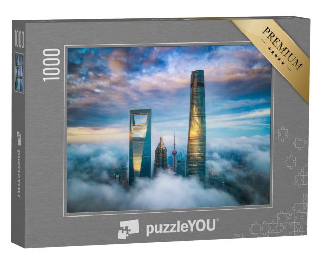 Puzzle de 1000 pièces « Au-dessus des nuages : les gratte-ciel de Shanghai Lujiazui »