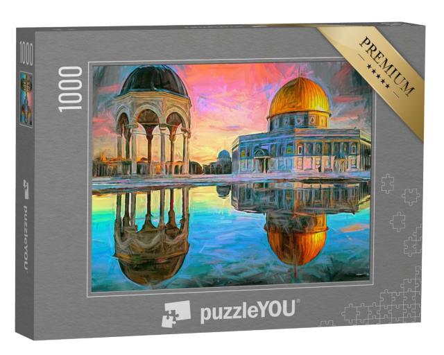 Puzzle de 1000 pièces « Peinture de Jérusalem, ville sur le Mont du Temple »