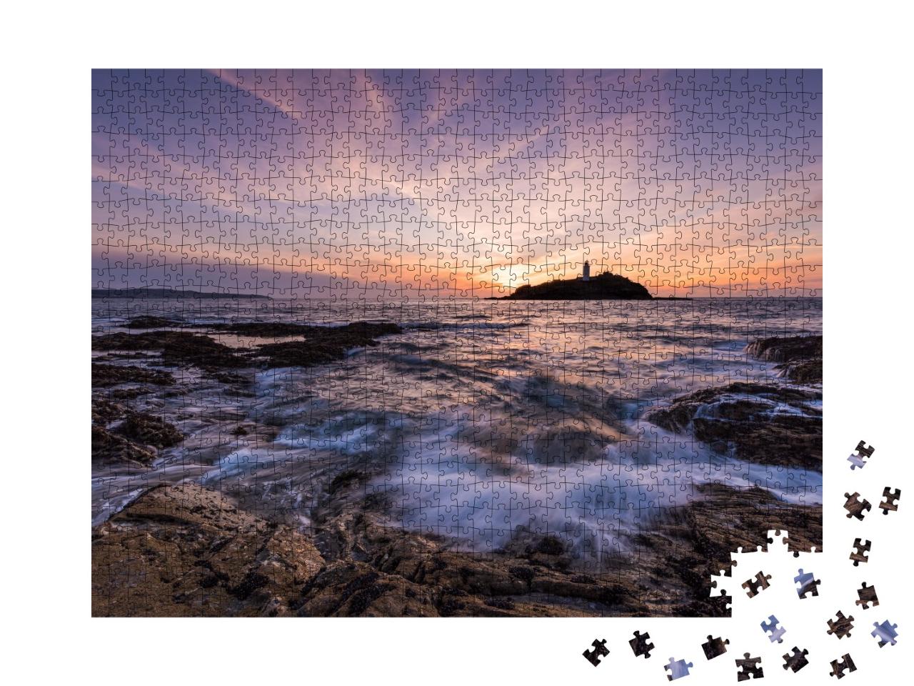 Puzzle de 1000 pièces « Godrevy Lighthouse dans la lumière du soir, Cornouailles »