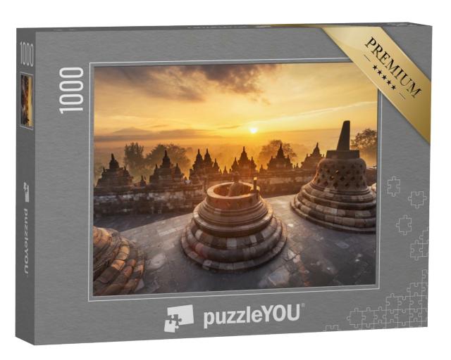 Puzzle de 1000 pièces « Lever de soleil vu de Borobudur »