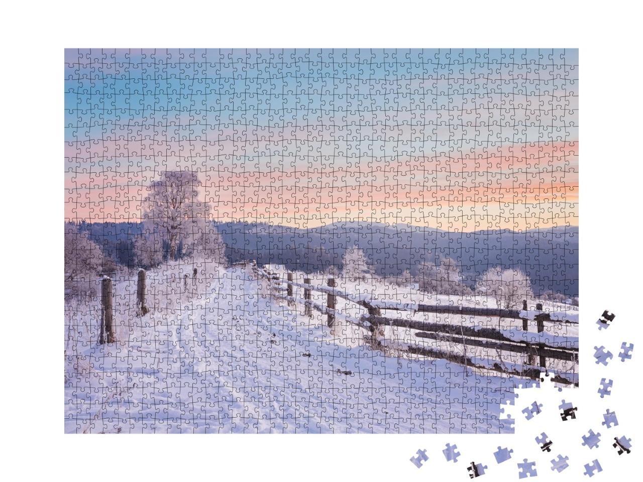 Puzzle de 1000 pièces « Fantastique paysage hivernal en soirée »