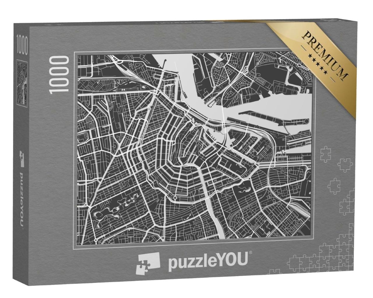 Puzzle de 1000 pièces « Carte stylisée d'Amsterdam »