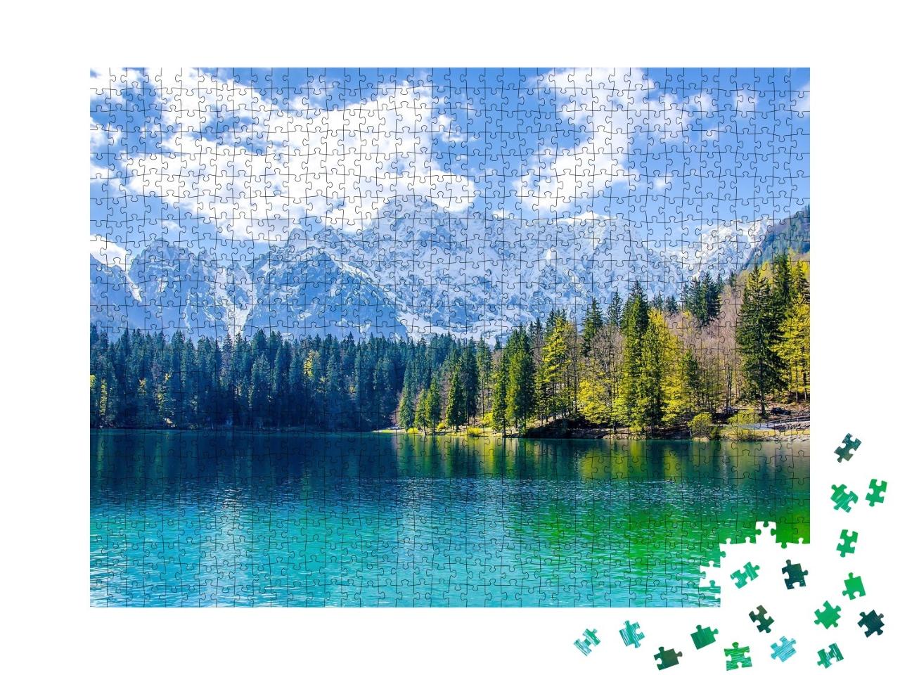 Puzzle de 1000 pièces « Un lac de montagne avec un paysage »