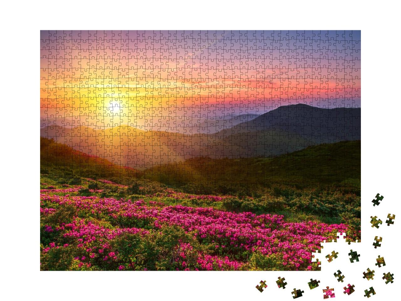 Puzzle de 1000 pièces « Coucher de soleil sur les montagnes »