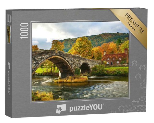 Puzzle de 1000 pièces « llanwrst Bridge, Snowdonia, Nord du Pays de Galles, Royaume-Uni »