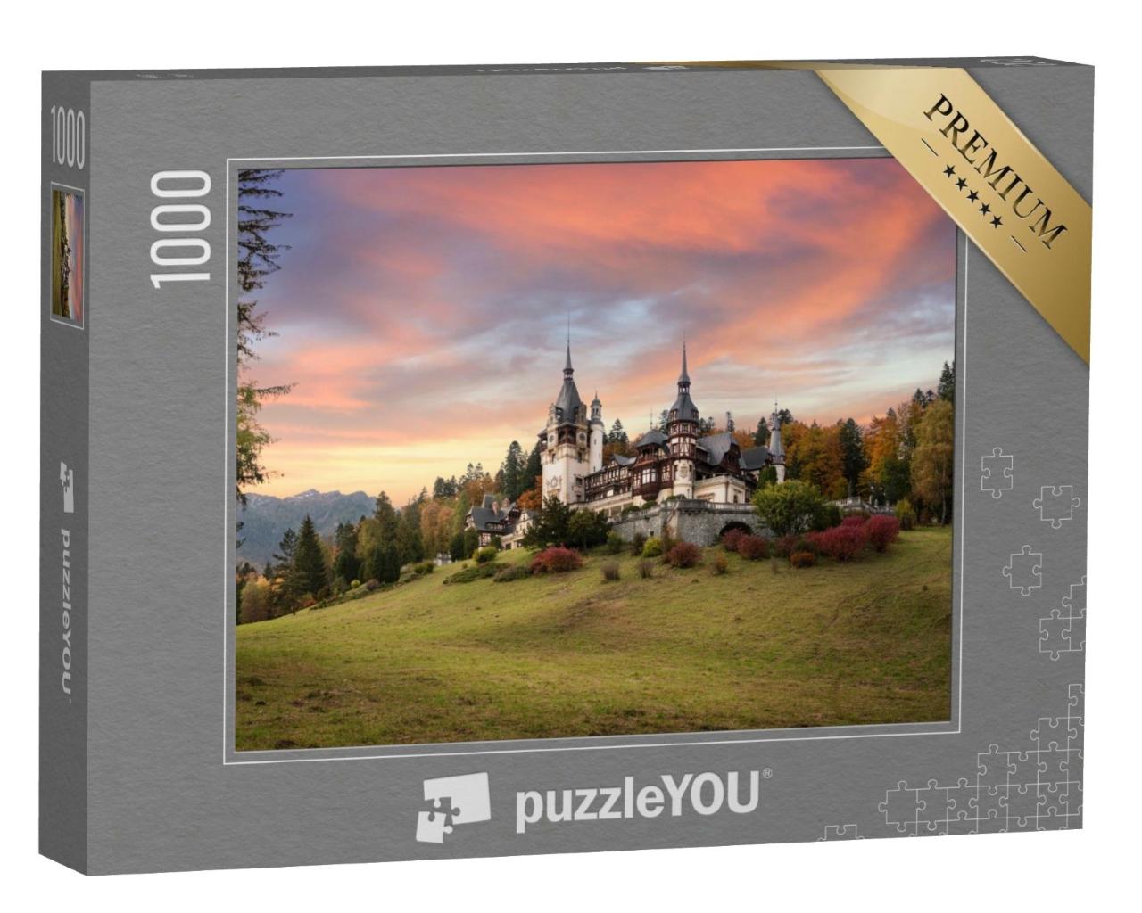 Puzzle de 1000 pièces « Panorama du château de Peles en Roumanie »