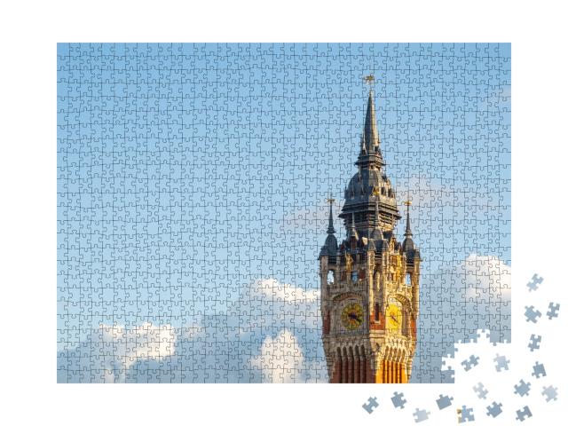 Puzzle de 1000 pièces « Calais, France : le clocher de l'hôtel de ville, ville de Calais, Pas-de-Calais, France »