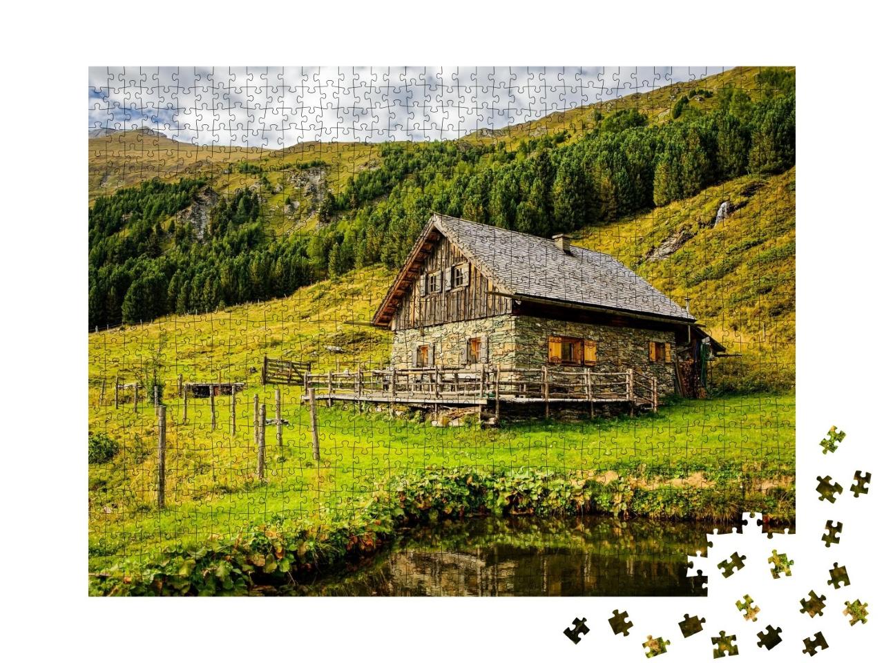 Puzzle de 1000 pièces « Une cabane isolée dans les montagnes »