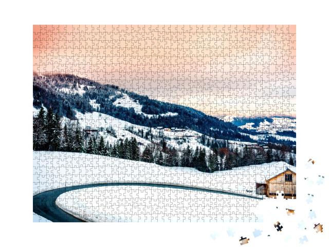 Puzzle de 1000 pièces « Beau paysage hivernal dans le Vorarlberg en Autriche »
