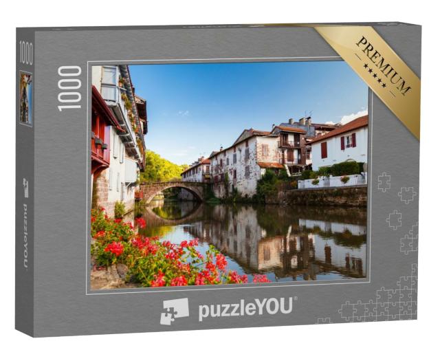 Puzzle de 1000 pièces « Pont sur la Nive à Saint Jean Pied de Port, Pays basque, France »