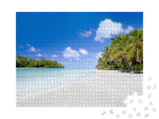 Puzzle de 1000 pièces « One Foot Island : lieu paradisiaque, lagon d'Aitutaki, îles Cook, Pacifique Sud »