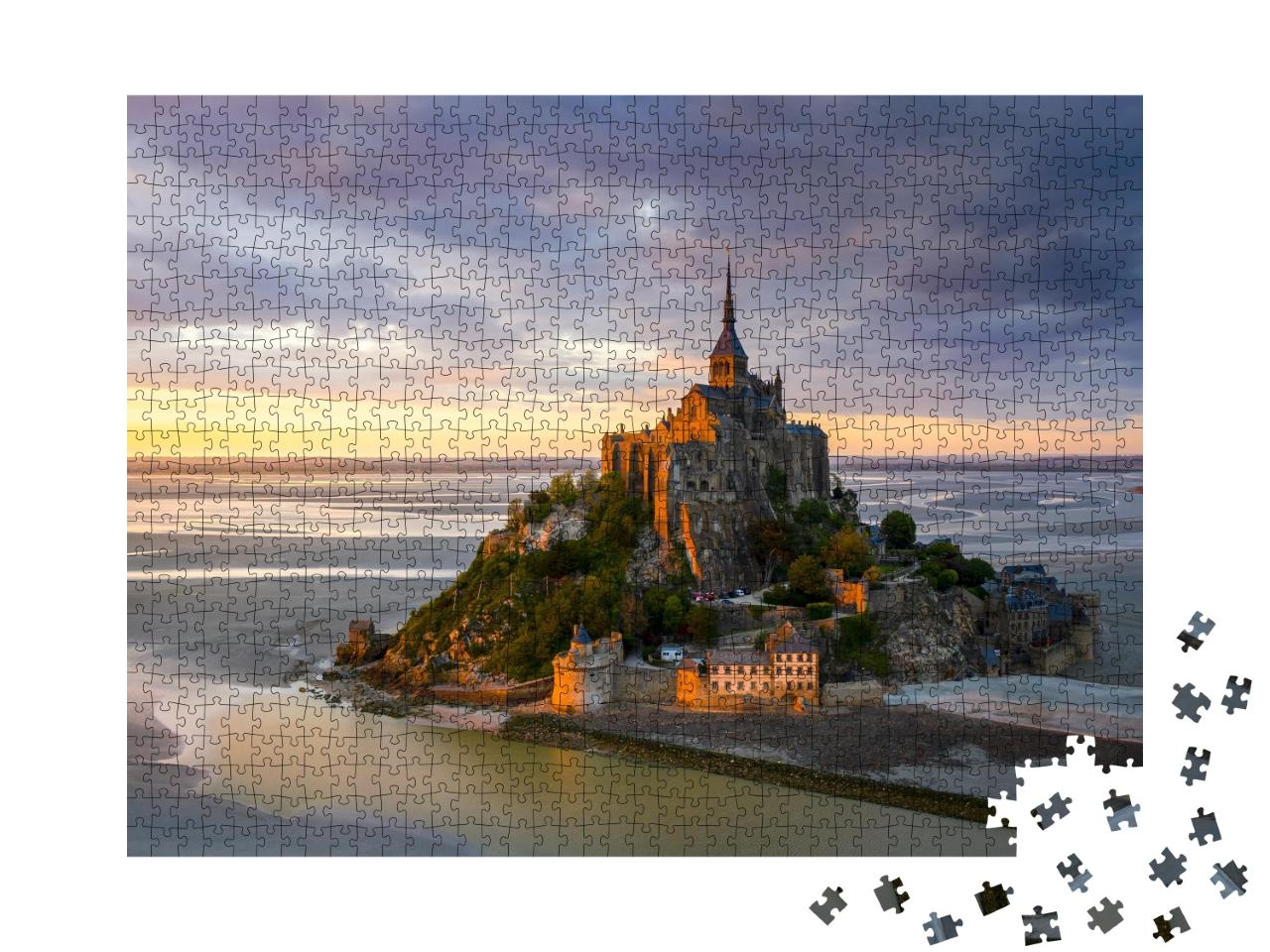 Puzzle de 1000 pièces « Le Mont Saint-Michel au coucher du soleil, Normandie, Nord de la France »