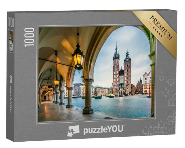 Puzzle de 1000 pièces « Belle place du marché de Cracovie, Pologne »