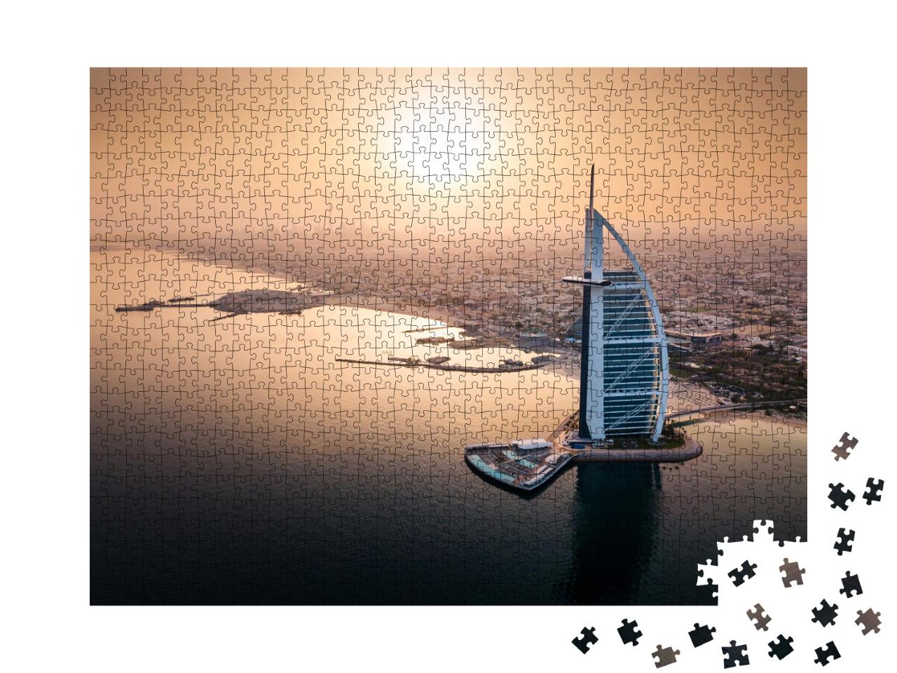 Puzzle de 1000 pièces « Skyline de Dubaï en bord de mer avec un hôtel de luxe »
