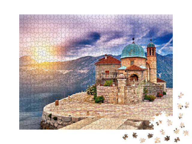 Puzzle de 1000 pièces « Château sur l'île au bord du lac au Monténégro »