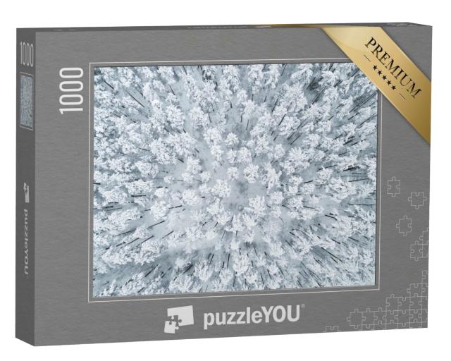 Puzzle de 1000 pièces « Forêt de pins enneigée en hiver »