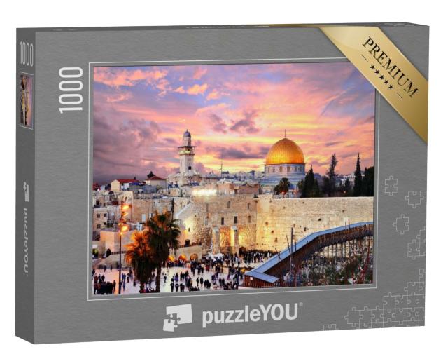 Puzzle de 1000 pièces « Vieille ville sur le Mur occidental avec le Mont du Temple, Jérusalem, Israël »