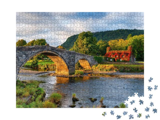 Puzzle de 1000 pièces « Automne au pont de Llanrwst dans le nord du Pays de Galles »