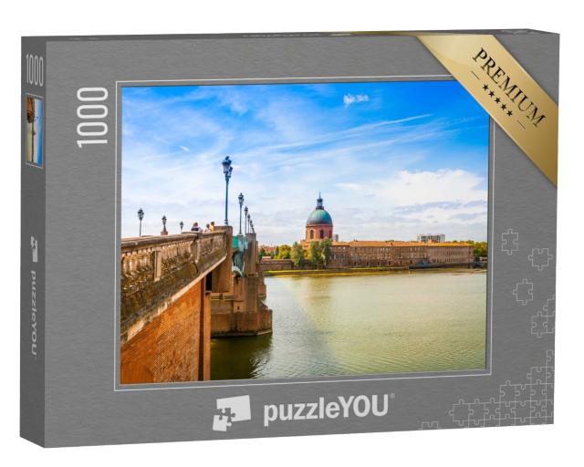 Puzzle de 1000 pièces « Le fleuve Garonne et ses ponts à Toulouse en Haute-Garonne, Occitanie, France »