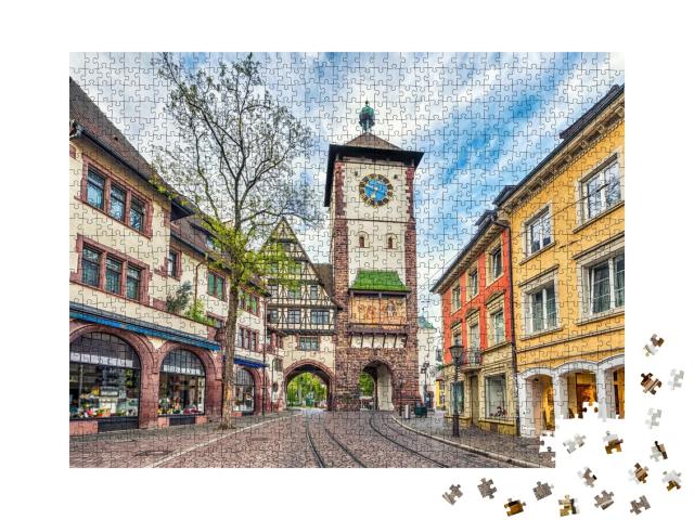 Puzzle de 1000 pièces « Porte historique de Schwabentor à Fribourg-en-Brisgau, Allemagne »