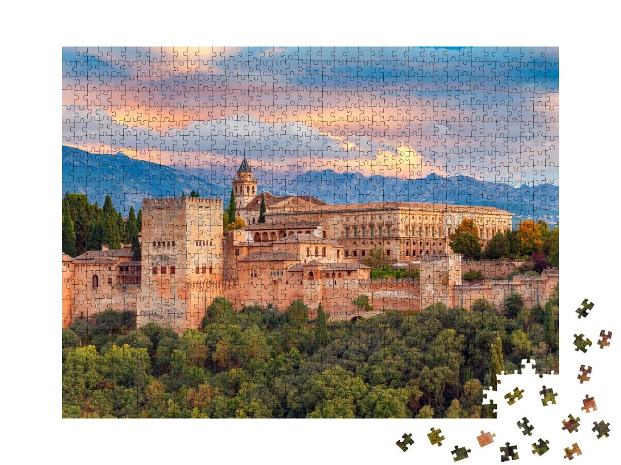 Puzzle de 1000 pièces « Majestueuse forteresse et palais de l'Alhambra, Grenade, Espagne »