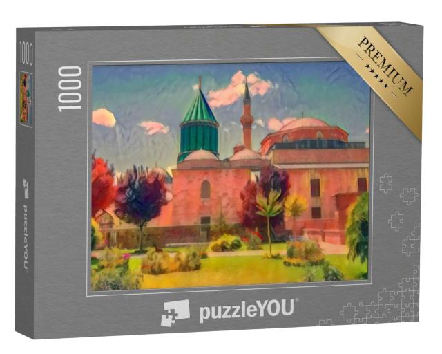 Puzzle de 1000 pièces « dans le style artistique de Franz Marc - Mevlana Celaleddin Rumi tombe et musée, Konya Turquie »