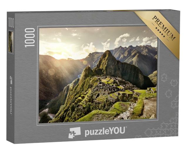Puzzle de 1000 pièces « Vue de l'ancienne cité inca de Machu Picchu avec ses ruines, Pérou »