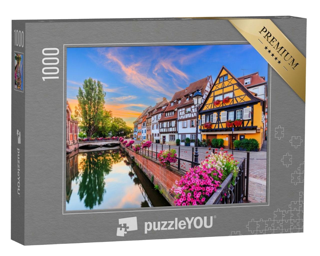 Puzzle de 1000 pièces « Colmar, Alsace, France. Petite Venise, canal d'eau et maisons traditionnelles à colombages. »