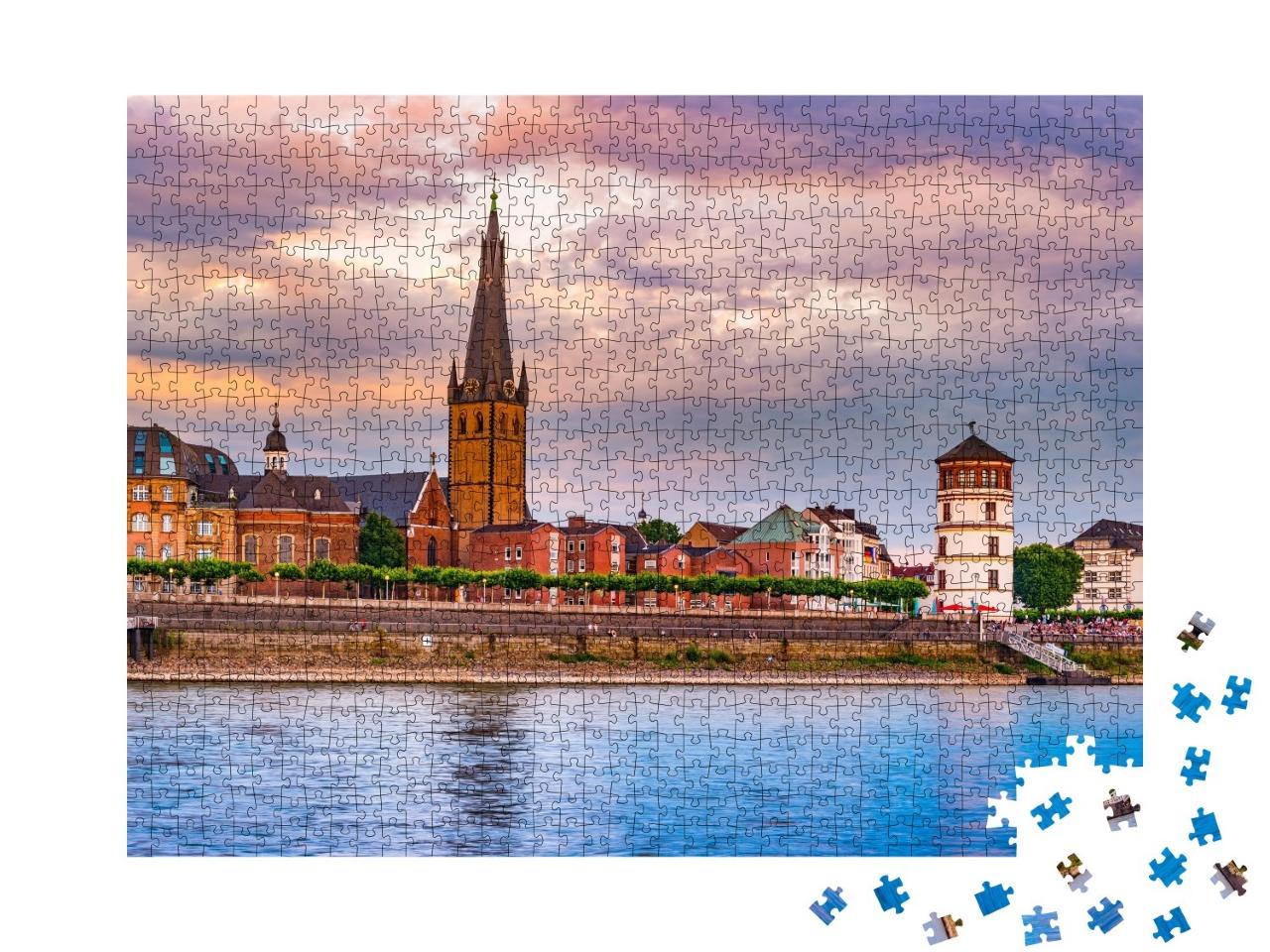 Puzzle de 1000 pièces « Skyline de Düsseldorf sur le Rhin, Allemagne »
