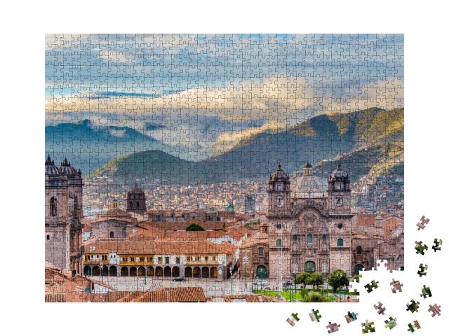 Puzzle de 1000 pièces « Soleil matinal sur la Plaza de Armas, Cusco, ville »